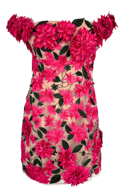 Dahlia Floral-appliqué Mini Dress Oscar de la Renta