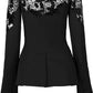 Off-Shoulder Velvet Guipure Lace Blazer Oscar de la Renta