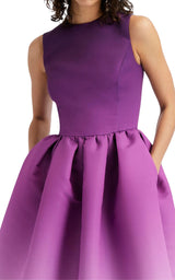 Oscar de la Renta Purple Ombre Faille Midi Dress