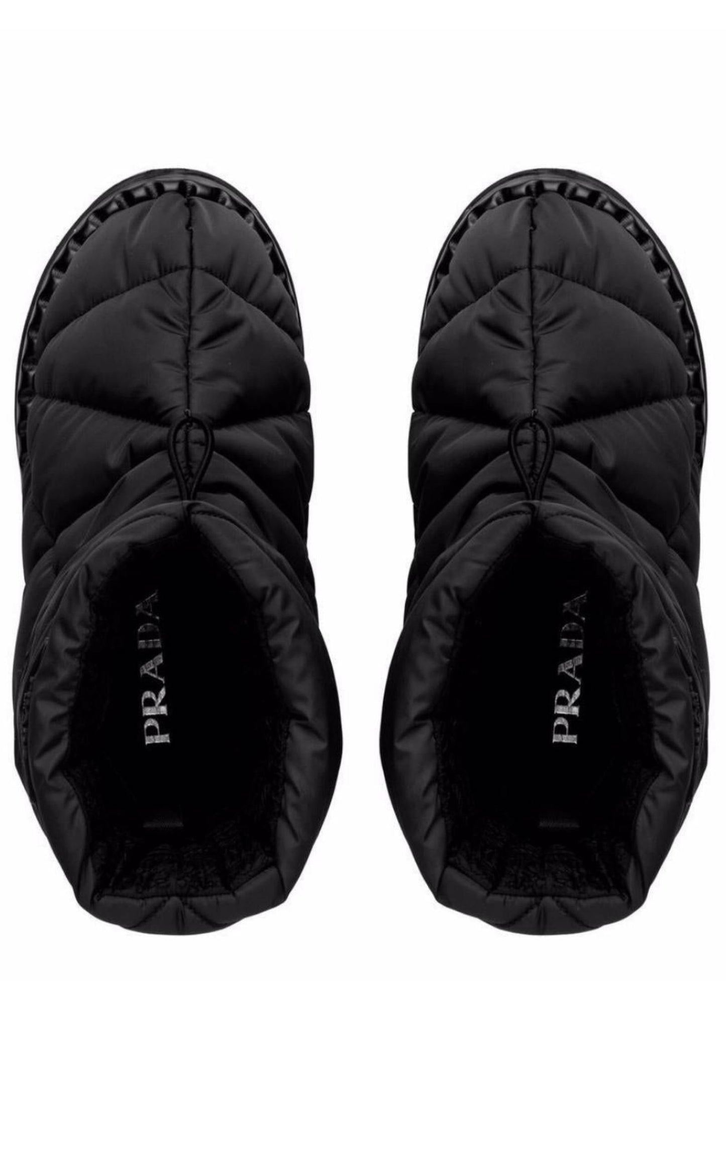 Black Quilted Nylon Drawstring Ankle Boots Prada