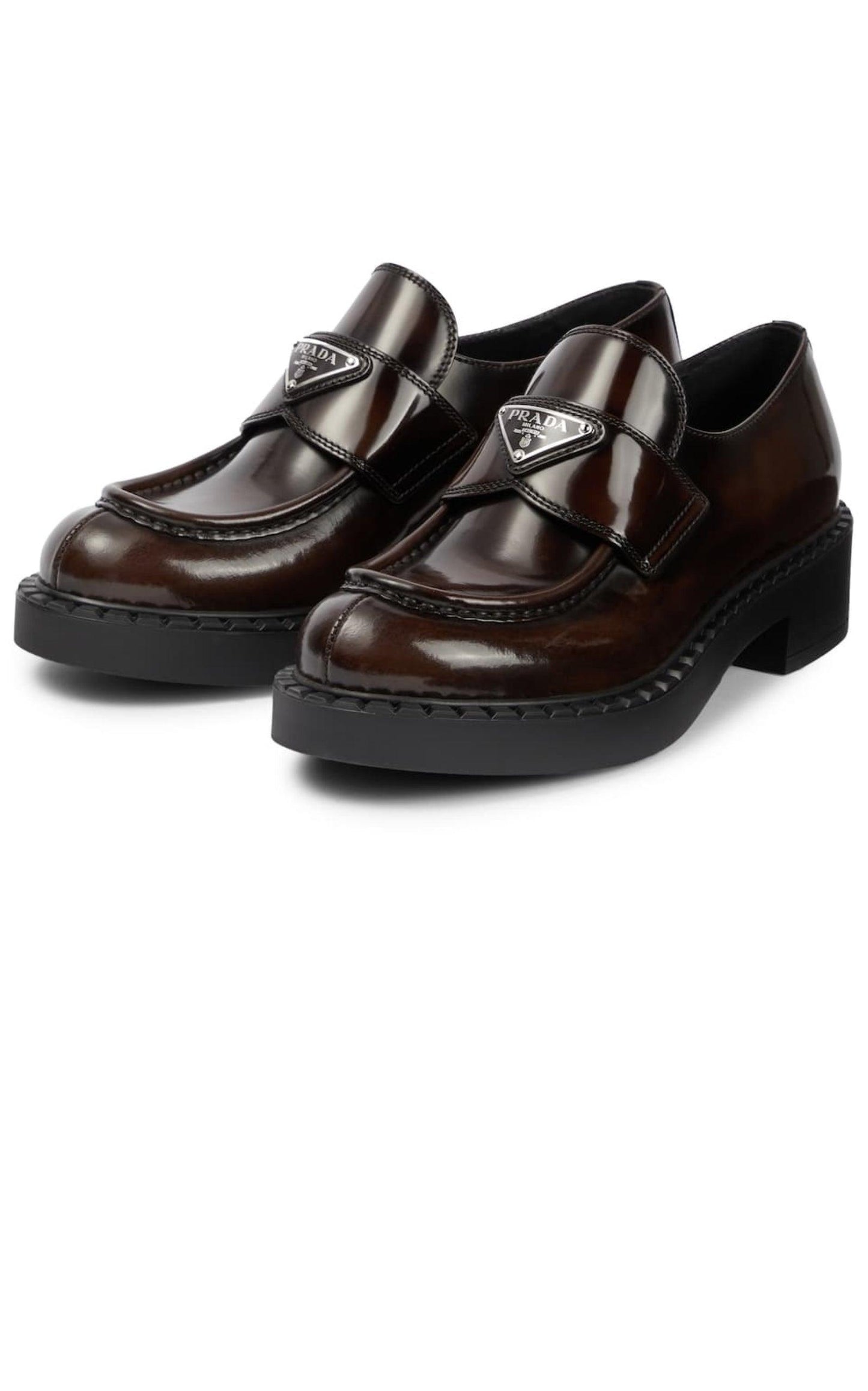 Logo Leather Loafers Prada