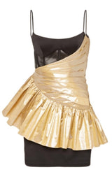 Draped Metallic Silk And Crepe Mini Dress Rasario