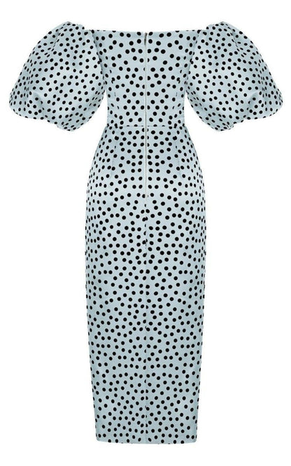 Polka-Dot Silk Organza Off-The-Shoulder Midi Dress Rasario