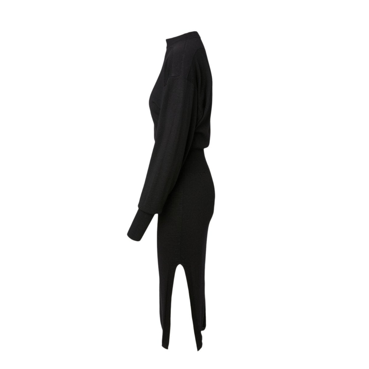 Rick Owens Wool-Blend Mockneck Midi Dress