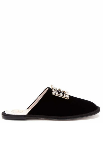 Roger Vivier Hotel Vivier Crystal-buckle Velvet Slippers