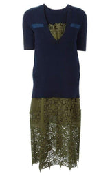 Sweater Top Green Embroidered Dress Sacai