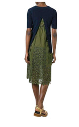 Sweater Top Green Embroidered Dress Sacai