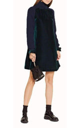 Wool Velvet Panelled Dress Sacai