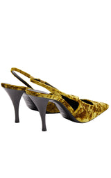 Blade 90 Velvet Slingback Pumps in Mustered Saint Laurent