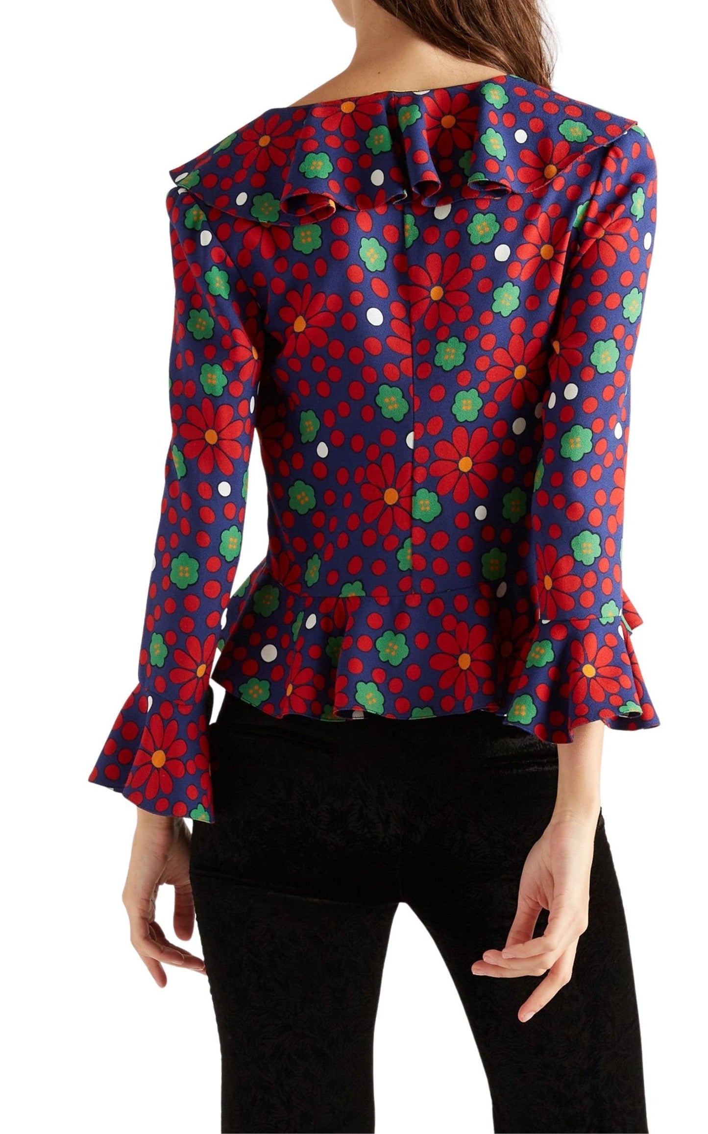 Ruffled Floral-Print Crepe Blouse Saint Laurent