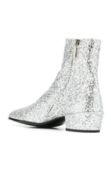 SIlver Glittler Ankle Boots Saint Laurent