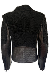 Black Astrakhan Lamb Fur Karakul Biker Jacket Valentino