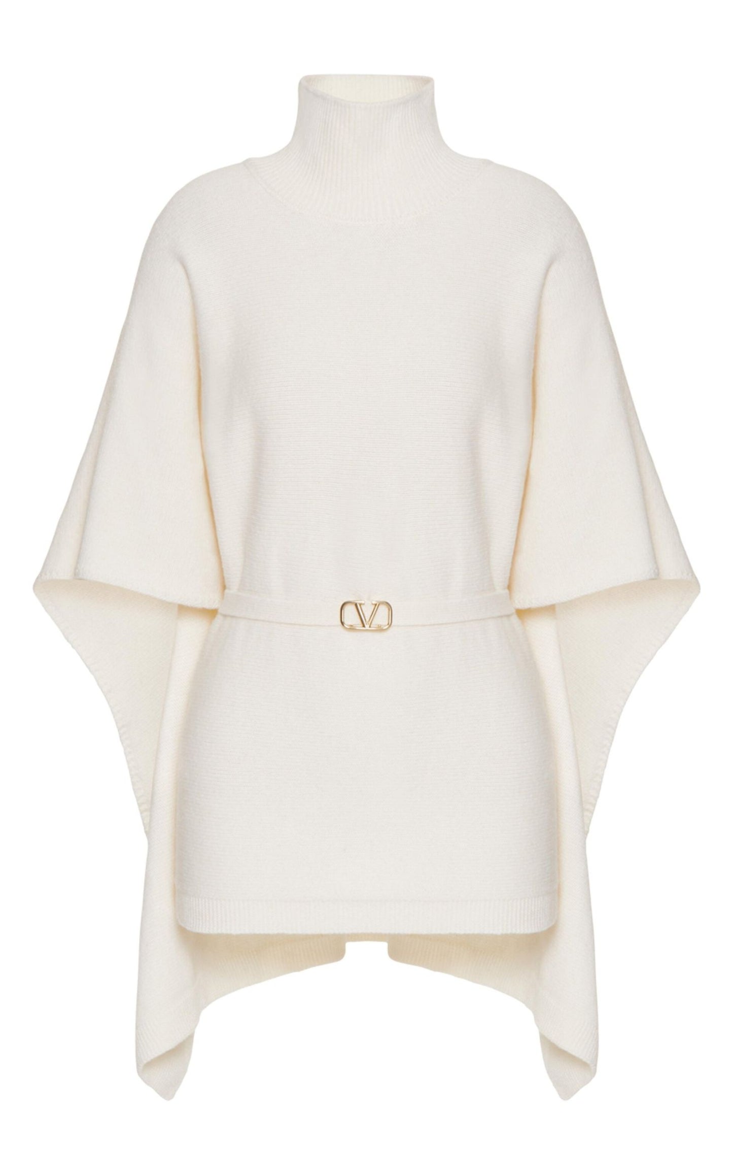 Caped Virgin Wool Turtleneck Sweater Valentino