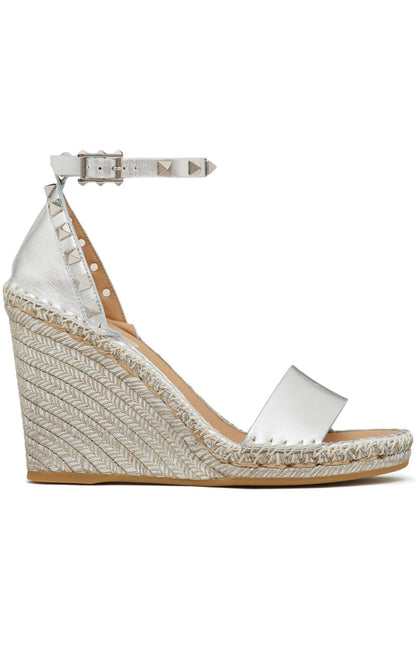 Valentino Garavani Rockstud Metallic Wedge Sandals - Runway Catalog