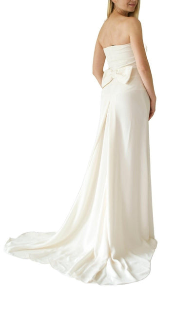 Ivory Bow-Back Strapless Silk Gown Valentino